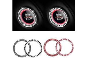 Yuqilin Accesorios Coche Interior,4 Piezas Decoración del Coche de Diamantes de Imitación Accesorios Brillantes para Coche para Botón de Encendido del Motor y Perillas(Negro+Rojo)
