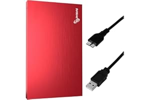 SUHSAI 320GB External Hard Drive USB 3.0 – Portable External HDD for Mac, Laptop, PS5, PC – External Hard Disk Drive for Backup, Photo Storage, Data Transfer, Gaming, Extended Storage – Red