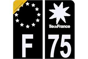 HADEXIA Autocollant Sticker Plaque d'immatriculation Moto Département 75 Paris Noir