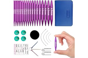 Knitiss Interchangeable Circular Knitting Needles Set, 9 Pairs of 5cm Short Knitting Needles from 3.0~6.0mm, Interchangeable Needles with 4 Cables
