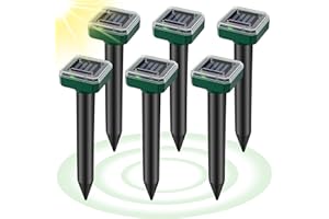 AOUQEE Solar Mole Repellent, Pack of 6 Ultrasonic Mole Repellent with Vibration, Environmentally Friendly and Silent, Solar Powered, Waterproof IP65 Mole Repeller for Garden, Lawn, Outdoor Use