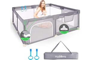 HUBORNS – Parque infantil bebé 120x120 plegable, corralito de juegos con malla transpirable y estructura estable, parque seguro para bebés y niños pequeños.