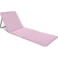 just be... Beach Sun Mat Folding Lightweight Portable Adjustable Sunbathing Recliner with Backrest Support and Valuables Pocket for Holidays Garden Camping Park Festivals - Pink Stripes
