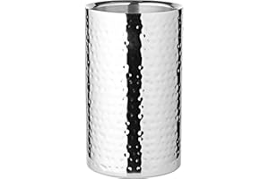 ‎EDZARD EDZARD Flaschenkühler Nebraska, Höhe 20 cm, Durchmesser 12 cm, für 1 Flasche, doppelwandig, Edelstahl hochglanzpoliert, gehämmert, Handarbeit - Getränkekühler, Weinkühler, Sektkühler