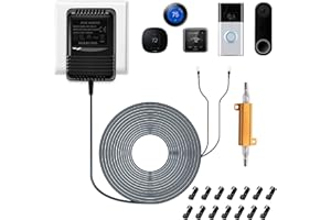 NODFENS 8-24VAC 1000mAh Ring Doorbell Transformer, Power Supply with UK Plug, Video Doorbell Power Adapter for Google Nest Hello Video Doorbell, Battery Charger with 5M/16ft Long Cable & Resistor