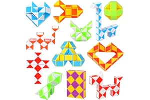 Luclay 12 Pack Magic Snake Cube, 3D Mini Puzzle Cube 24 Blocks Plastic Twist Puzzle, Party Bag Fillers Bulk Toys, for Toddlers Kids Teens Birthday Party Favours(Random Color)