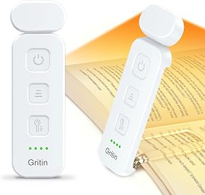 Gritin Leselampe Buch Klemme, Wiederaufladbare Buchlampe mit 7 LEDs -Weiß | 3 Farbtemperatur & Stufenlos Dimmbare Klemml