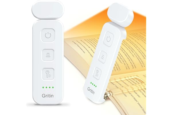 Gritin Luz de Lectura, Lampara de Lectura con Pinzas Recargable, 7 LEDs &3 Modos de Color &5 Niveles de Brillo Regulables, Batería de Larga Duración, Compacta y Portátil lampara libro