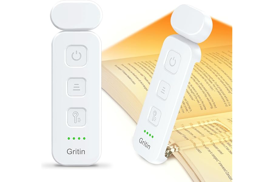 Gritin Luce per Lettura Libri a Letto Ricaricabile, 7 LED con Clip | 3 Temperature di Colore, 5 Luminosità & Dimmerabile Cont