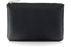 TIESOME Porte Monnaie en polyuréthane avec Fermeture éclair Motif Litchi Mini Portefeuille Portable pour Femme Poche pour pièces de Monnaie Mini Porte-Monnaie pour Femme (Noir)