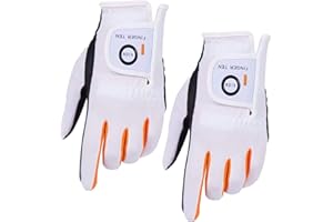 FINGER TEN Guanti da Golf per Bambini Sinistra 2 Pezzi o Mano Destra 2 Pezzi,Ragazzo Ragazza Guanto da Golf all Weather Taglia S M L XL,per Lo Sport all'Aria Perta Giallo Blu Bianco Rosso