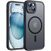TOCOL Case for iPhone 15 (6.1"), Compatible with MagSafe, Titanium Black | Built-in magnets, camera lens protection, military