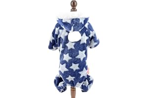 SMALLLEE_Lucky_Store Pyjama à Capuche Super Doux en Polaire pour Petits Chiens Chats, étoilesPull, Manteau d'hiver Chaud pour Chiotvêtements, Caniche, Shih Tzu, Carlin