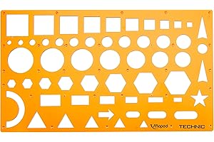 Maped - Normografo per schizzi e diagrammi - Tracciatore di forme tecniche - Stencil per cerchi, triangoli, quadrati e rettangoli - 10 forme geometriche di varie dimensioni - Modello antiurto