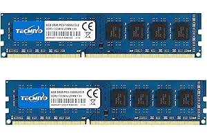 TECMIYO 16GB Kit(2X8GB) PC3-10600U DDR3 1333MHZ Udimm PC3-10600 DDR3-1333 DIMM 2RX8 Dual Rank 240 Pin 1.5V CL9 Non-ECC Unbuffered Desktop RAM Memory Module