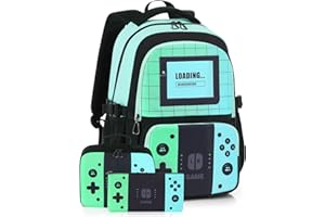 welsauber Rot und Blau Kollidierende Rucksäcke, Game Schulrucksack Schultaschen-Set Für Teenager, 3-in-1, mit Schultaschen, Bleistiftbag und Lunchbag für Studenten, Geschenke coole Schultasche