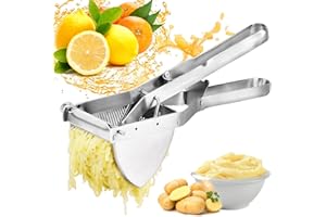 FOVHEE Kartoffelstampfer,Kartoffelpresse für Kartoffelpüree,Kartoffelpresse Edelstahl mit Rund-Lochung, Spülmaschinengeeignet,Kartoffelstampfer Edelstahl für Kartoffelpüree,Obstsäfte,Gemüsebrei,Püree