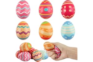 Ostereier Stressball, dellyy 6 Stück Bunte Superweiche Squeeze Ostereier, Stressball Ostern Ei, Stressball Eier Oster Mitgebsel Kinder, Langsam steigender Stressball, Osterkorbfüller, Partyartikel