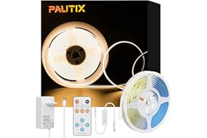 ‎PAUTIX PAUTIX COB LED Streifen Warmweiss 2700K,2m 480LEDs/M Dimmbar 24V Flexibel LED Strip lights Set mit RF Fernbedienung und Netzteil,CRI90+ Hell Unterbauleuchte für Home DIY Dekoration,Timerfunktion