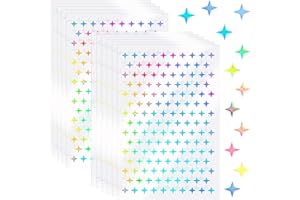 Giantree Samoprzylepne naklejki w gwiazdki, małe gwiazdki, dla dzieci, wykres nagród, laserowe naklejki z gwiazdami, urocze akwarelowe naklejki z gwiazdami do domu, DIY, biura, klasy, nagroda,