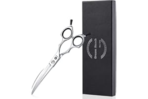 Dream Reach 6,5 Inch Hundeschere Fellschere, Gebogene Hunde Schere mit Geschenbox,440C Edelstahl Fellschere für Hund Katzen Schneiden(Schwarz)