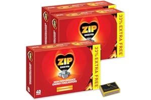 ZIP & TIGERBOX 3 X Packs of 40 Zip High Performance Energy Block Firelighters. Long Burning, Powerful & Reliable for Open Fires, Stoves, BBQs & Tigerbox Safety Matches