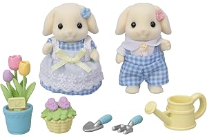Sylvanian Families - 5736 Blossom trädgårdsset -Flora Rabbit syster & bror- Dollhouse Playsets