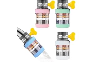 PEIXIONG 3 filtros Grifo de Filtro de Agua de carbón Activado/Clean Water Filter/Purifier Cartridge, 6 capas agua para grifo, filtro de grifo de ducha universal.(blanco, rosa, verde)