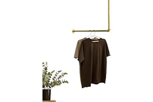RSR Hangers Klädstång garderob industriell design L-form i guld | bredd 100 cm x höjd 50 cm | Garderobstång | Omklädningsrum | sovrum