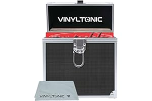 Vinyl Tonic Mallette de rangement en vinyle pour LP de 17,8 cm ou 30,5 cm avec chiffon, 3 couleurs au choix, noir, 17,8 cm