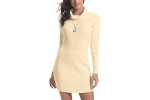 Irevial Vestito Donna Invernale Elegante Abito in Maglia Collo Alto Elastico Mini Dress Dolcevita Casual Autunno