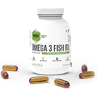 Muscle Nectar (MN) Omega 3 Fish Oil 1000mg with EPA 300 mg & DHA 200 mg per Softgel for Men & Women - Molecularly Distilled (180 Softgels)