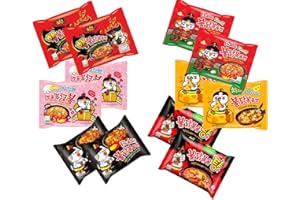 MiFan Ramyun Box - 12pz Buldak Spicy Ramen Noodles Piccanti Coreani Set Include 12 Confezioni da 6 Gusti - Gusta il Fuoco di Buldak Noodles