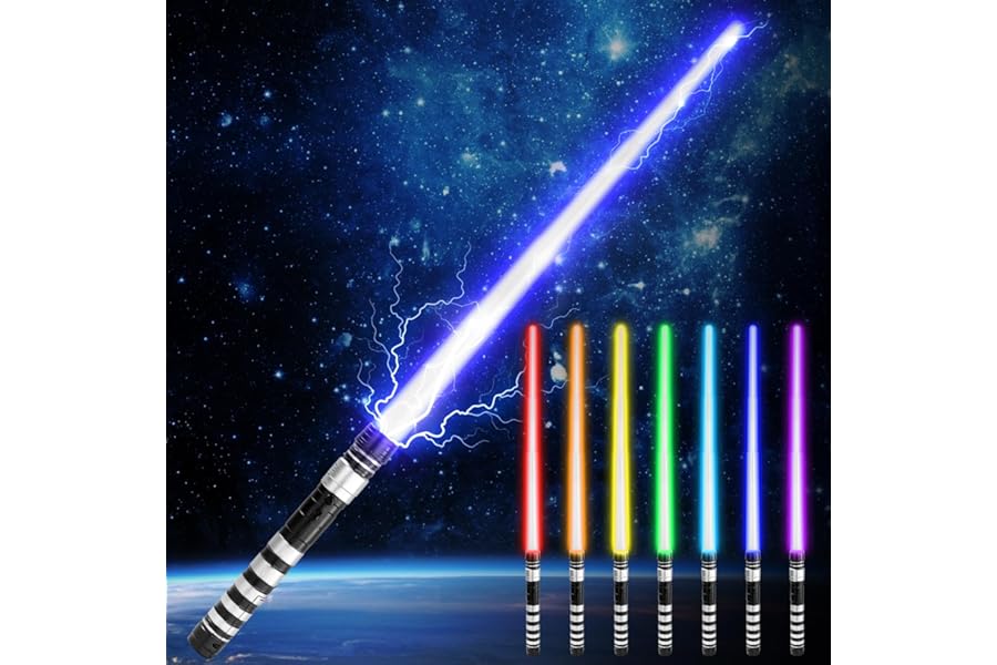 Yumuwind Light Sabers for Kids - 7 Color LED Light-Up Sword with Sound Effects, Safe Dueling for Ages 5-12