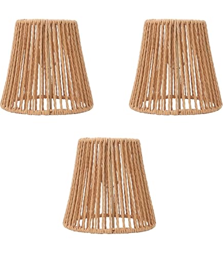 Lot De 2 Abat-jours En Rotin - Style Boho Vintage - Pour Lampe E27/E14 - Diamètre 12 Cm - Hauteur 15,5 Cm