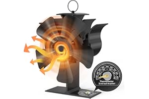 CURV BAR 2023 Kaminventilator, 5 Flügel Ofenventilator Ohne Strom, Kaminofen Ventilator für Holzofen, Leiser Betrieb, umweltfreundliche Umwälzung, Effiziente Wärmeverteilung für Holzbrenner und Kamin