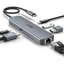 Acer USB Type-C Dock III (2 USB 3.1 Type-C, 3 USB 3.1, 2 DisplayPort, 1 HDMI 2.0, Audio, RJ-45, Kensington Lock, supporto per posizionamento flessibile), nero