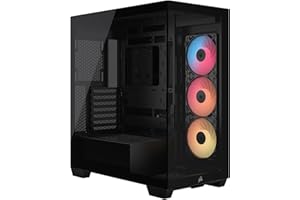 CORSAIR 3500X RS-R ARGB Mid-Tower PC Case – 3x Pre-Installed RS120-R ARGB Fans, GPU Anti-Sag Arm, Fits up to 10x 120mm Fans, Reverse Connection Motherboard Compatible – Black