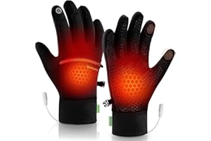 Ertisa USB Beheizte Handschuhe für Männer Frauen Doppelseitig Elektrisch Heizung Handschuhe mit versteckter Tasche, Reflektierend Ski Erhitzt Handschuh USB Wärmende Handschuhes 3 Temperatur Handwärmer