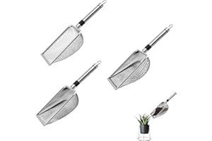 DHSUN Lot de 3 tamis de jardin pour terre et pierres, tamis de jardinage en acier inoxydable, tamis de sable pour sol, sable, roches, compost, ouverture de 1 mm, 3 mm, 5 mm