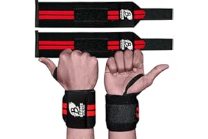 BRANCE Heavy Duty Professional Standard Power Weight Lifting Wrist Wraps - Supports Gym Training Fist Straps - Sold as Pair & One Size Fits All