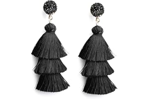 Me&Hz Colorful Layered Fashion Tassel Earrings Bohemian Big Dangle Drop Earrings for Women Girls Hypoallergenic Stud Birthday/Party/Valentine Day Gift
