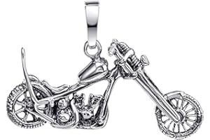 MATERIA BY MATTHIAS WAGNER MATERIA Herren Kettenanhänger Motorrad Bike aus 925 Sterling-Silber massiv Herrenschmuck antik oxidiert KA-284