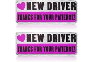 PEUTIER 2pcs New Driver Stickers, Thanks for Your Patience Reflective New Driver Magnet Novice Driver Sign Car Decal for Novice Drivers (New Driver)