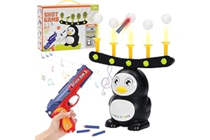 ARKYOMI Pistola Giocattolo Hover per Bersaglio Nerf, Gioco di Tiro con 2 Modalità di Gioco, Funzione Musicale, 6 Dardi in Schiuma Morbida e 10 Palline in Schiuma, Regalo per Bambini da 3 Anni In Su