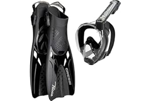 CRESSI Tonga Fins/Set - Pinne leggere Corte Regolabili Scarpetta Aperta o Set Pinne + Maschera Integrale Ampia Visione Baron, Adulti