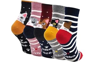 ZAKASA calzini da donna in cotone, novità calzini da equipaggio modello panda gatto cane orso per primavera estate festa della mamma 5 paia
