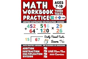 Ks2 Maths workbook Year 3, 4 , 5, Addition, Subtraction, Multiplication, Division , Maths Book for 7-10 Year Olds