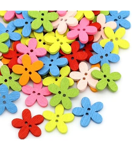 100 Holzknöpfe In Herzform, Bunt, 2-Loch, 15 Mm – Bastelmaterial Zum Nähen, Scrapbooking & Dekorieren