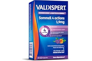 VALDISPERT-Endormissement & Maintien Du Sommeil-Sommeil 4 Actions 1,9 mg-Complément Alimentaire à base de plantes et de Mélatonine 1,9mg-Dosage Extra Fort-Sans Dépendance ni accoutumance-30 Gélules